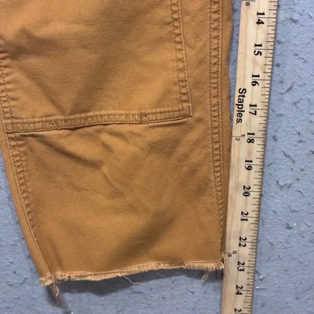 Carhartt Double Knee Overalls Womens XS Short Burnt Orange Raw Hem